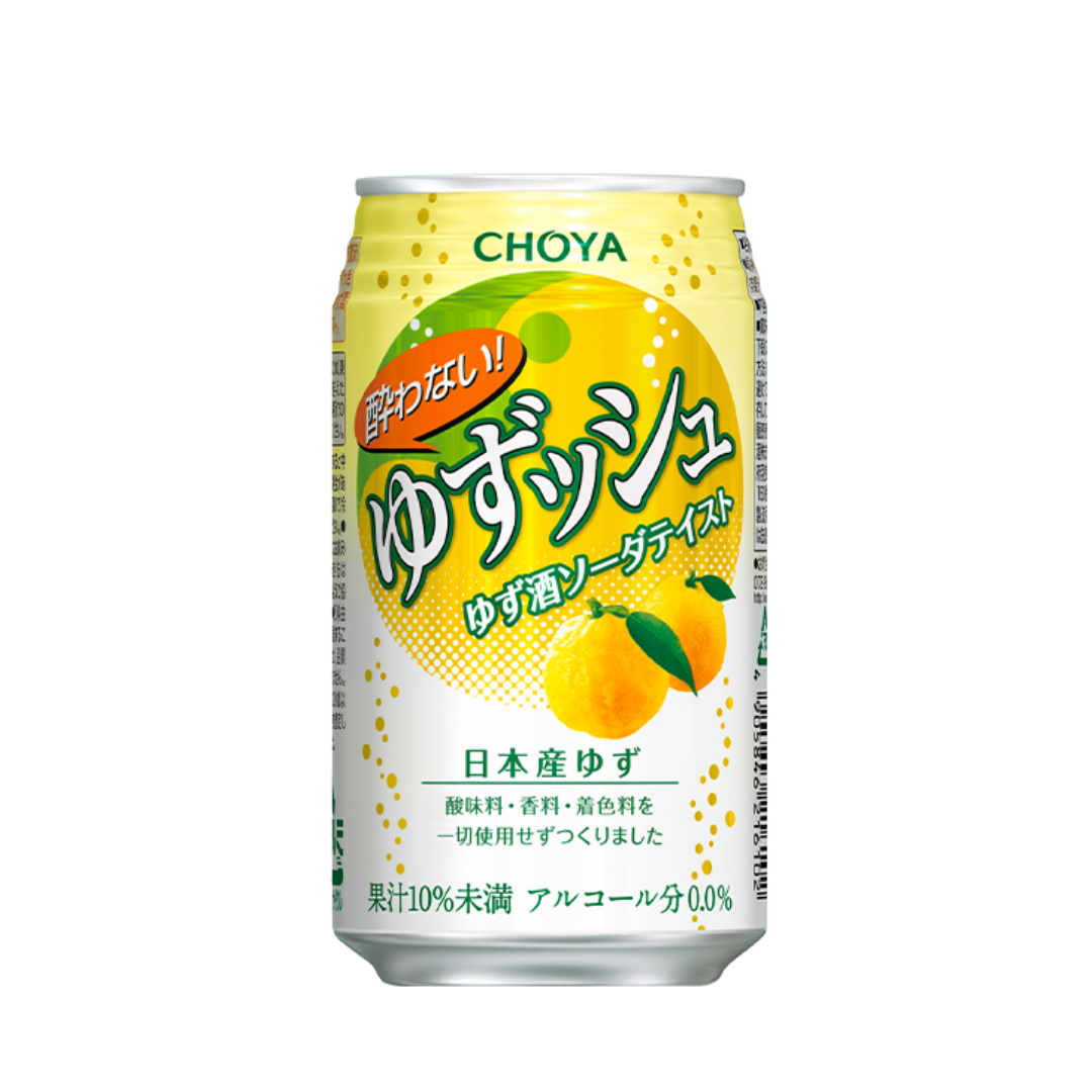 NON ALCOHOL: CHOYA Soda Can (YUZU) 350mlx24/ ノンアル CHOYA ゆずッシュ (酔わない!) 350mlx24